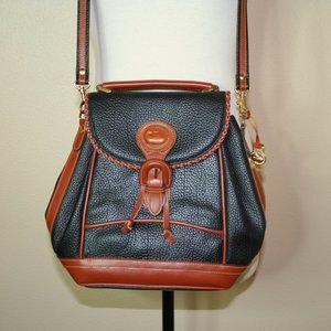 Vintage Dooney & Bourke Black and Brown Leather Cross Body Bag